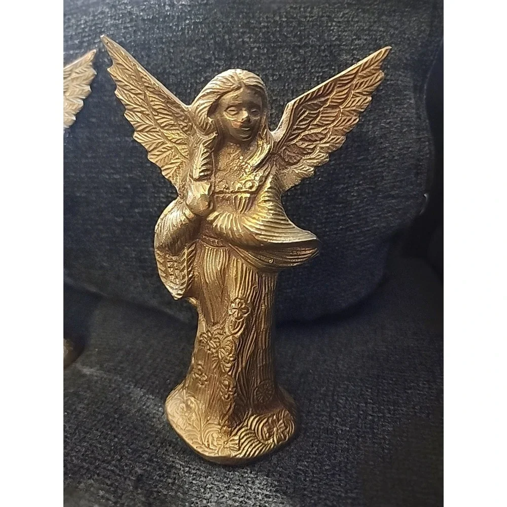 Vintage Brass/Copper Angel‎ Candleholder. Heavy. Detailed.